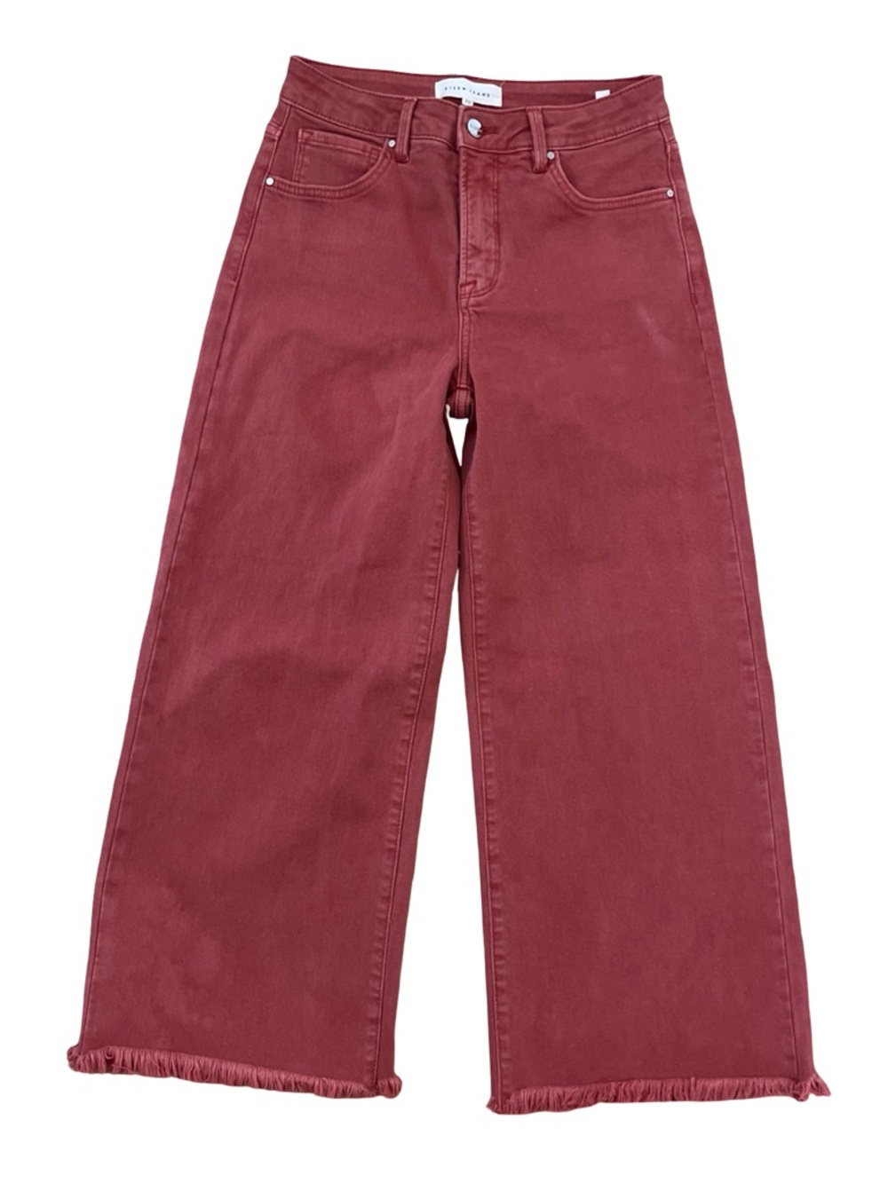 Risen Jeans Wide Leg Flare Cropped Jeans in Rust Size 5/27